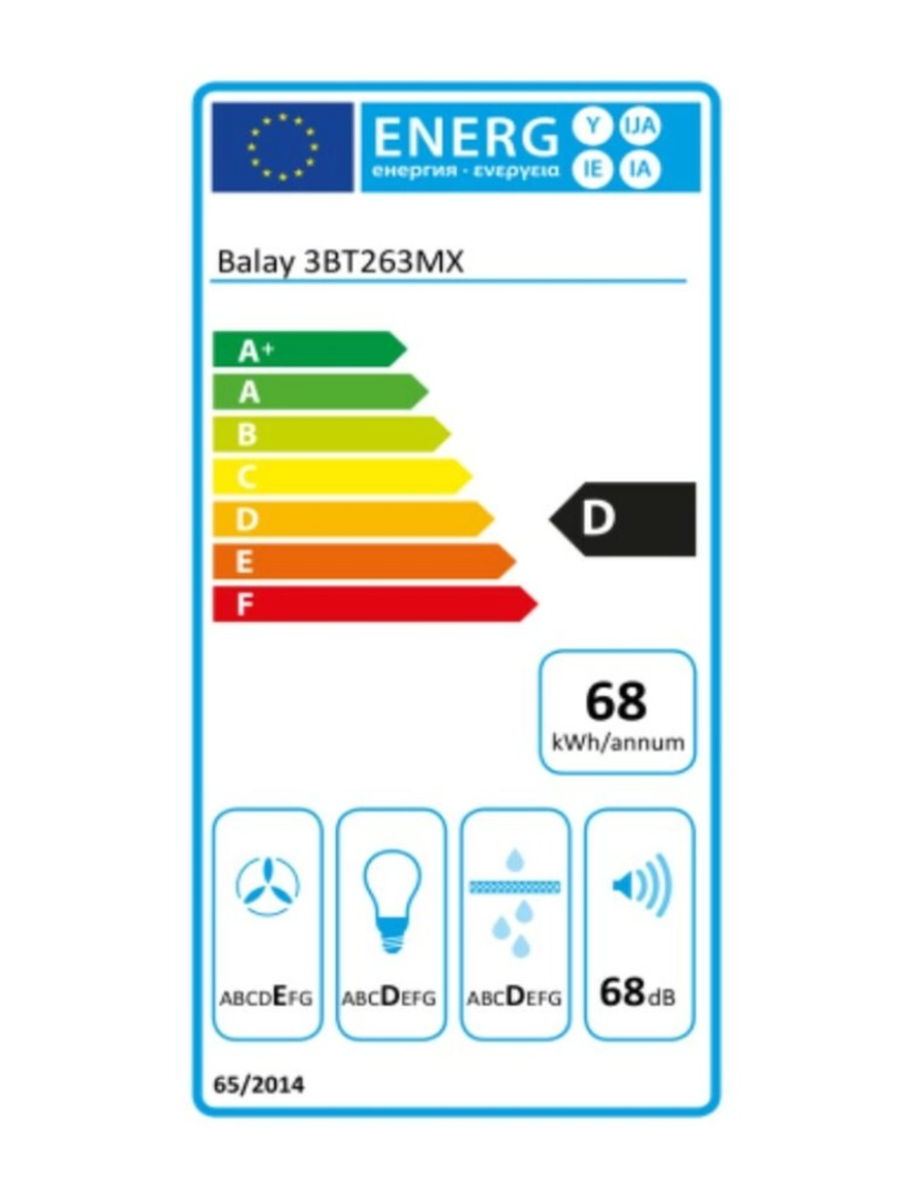 imagem de Extrator Convencional Balay 3BT263MX 60 cm 360 m3/h 68 dB 146W2