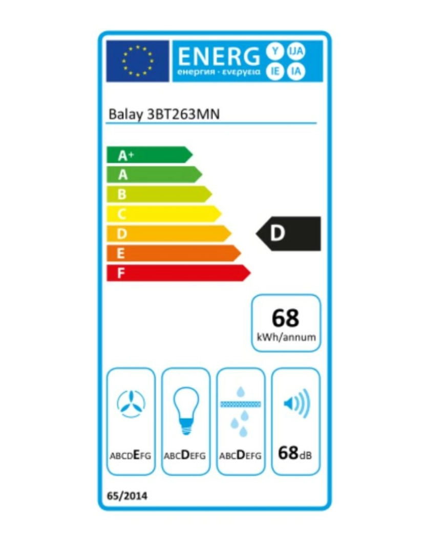 imagem de Extrator Convencional Balay 3BT263MN 370 m3/h 54 dB 146W Preto2