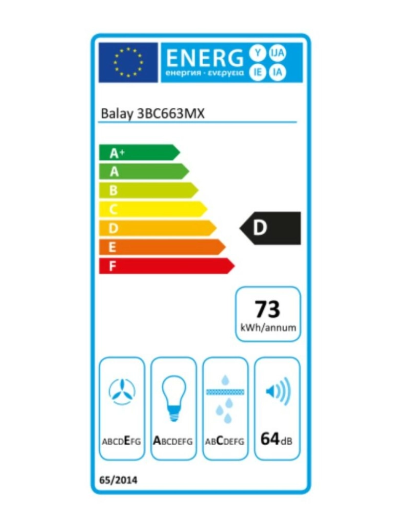 imagem de Extrator Convencional Balay 3BC663MX 60 cm 380 m3/h 64 dB 135W2