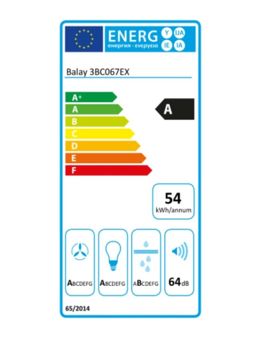 imagem de Extrator Convencional Balay 3BC067EX 60 cm 730 m³/h 255W A2