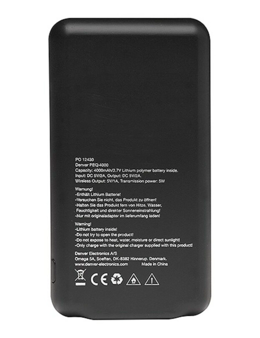 imagem de Power Bank sem Fios Denver Electronics PBQ-4000 4000 mAh Preto3