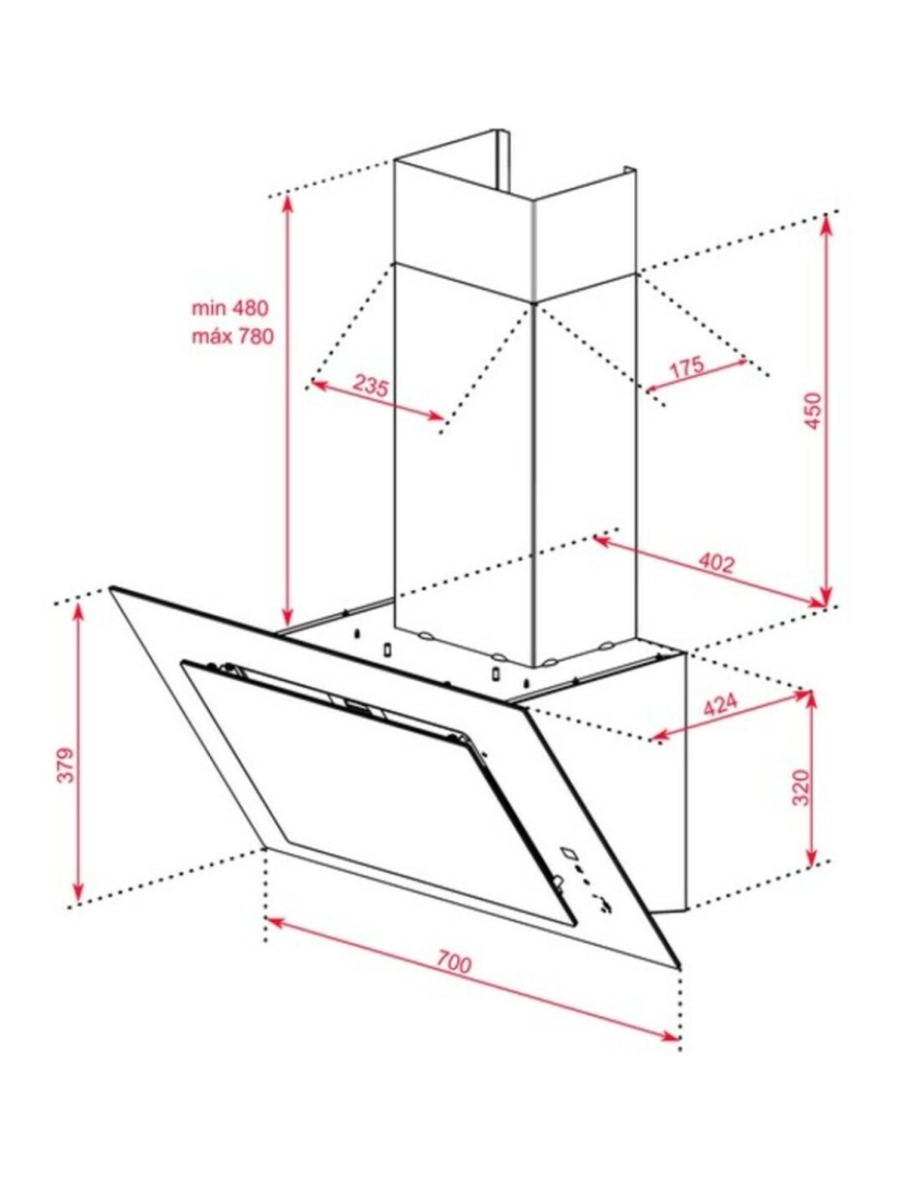 imagem de Extrator Convencional Teka 112930042 70 cm 700 m3/h 61 dB 280W Branco A+3