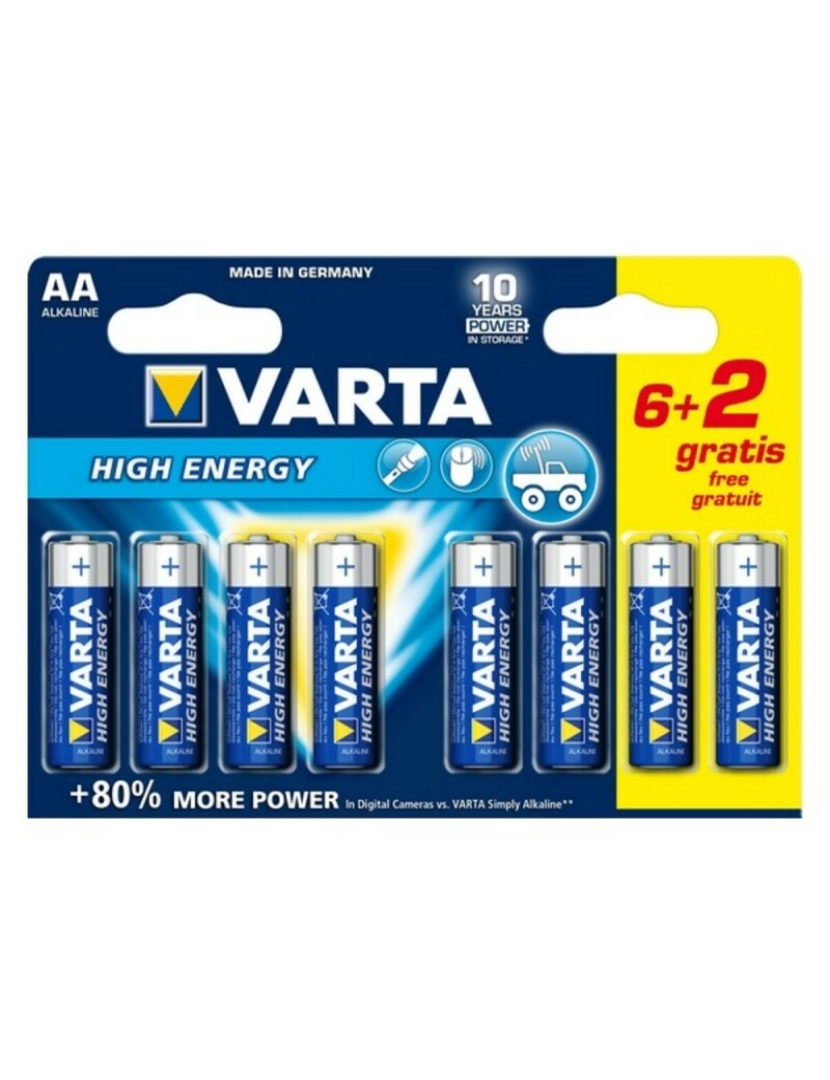 imagem de Pilha Alcalina Varta LR6 AA 1,5V High Energy (8 pcs)1