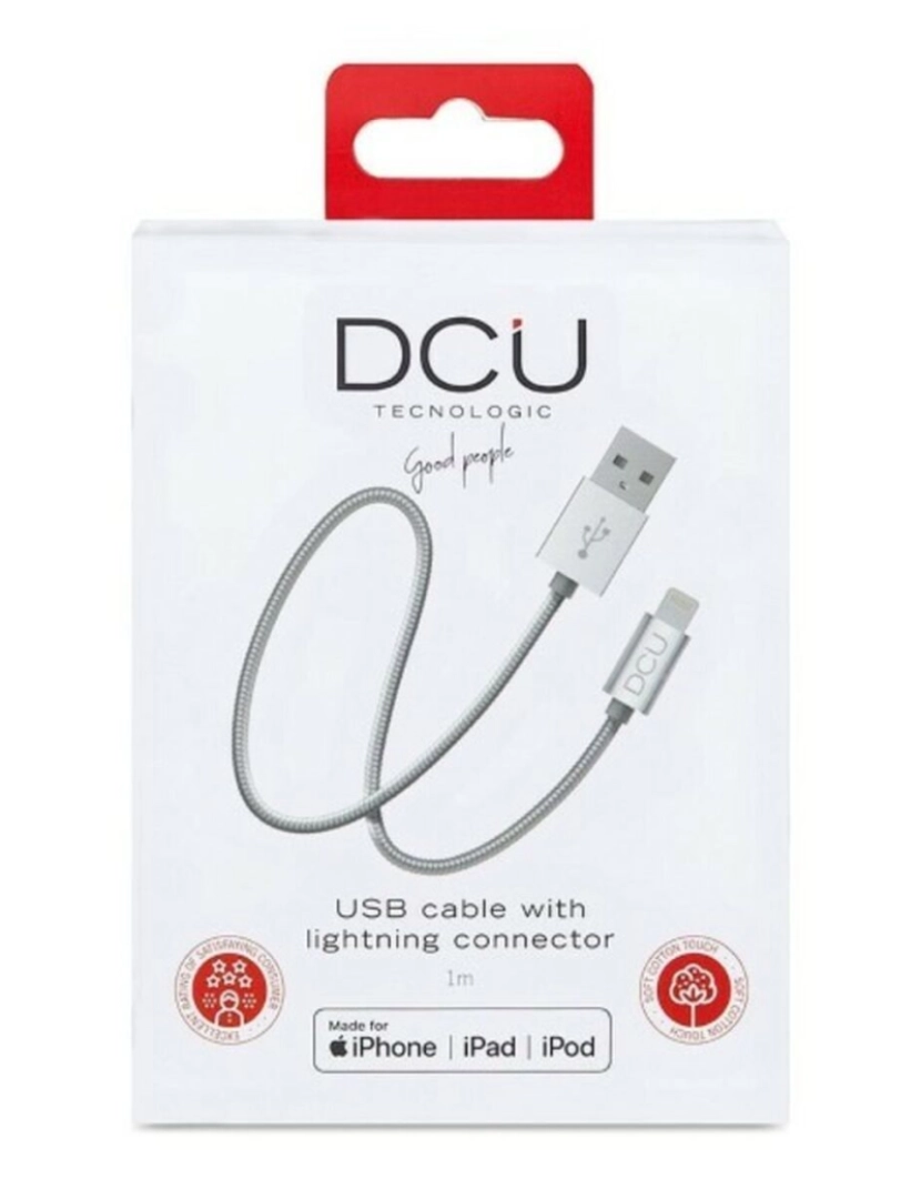 Dcu Tecnologic - Cabo Carregador USB Lightning  iPhone DCU Prateado 1 m