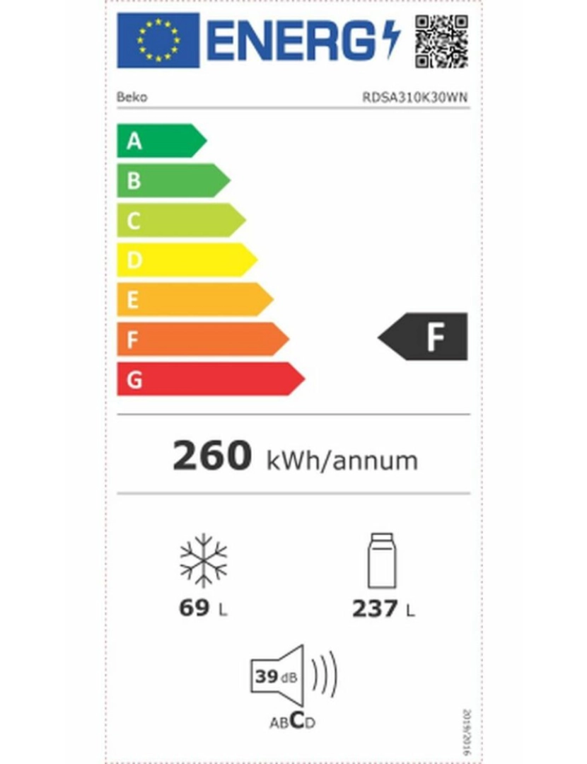 imagem de Frigorífico BEKO RDSA310K30WN Branco3