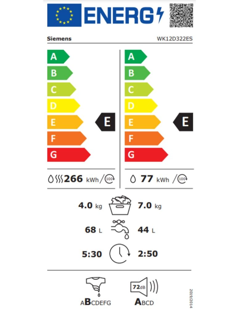 imagem de Máquina de lavar e secar Siemens AG WK12D322ES 1200 rpm 7kg / 4kg3