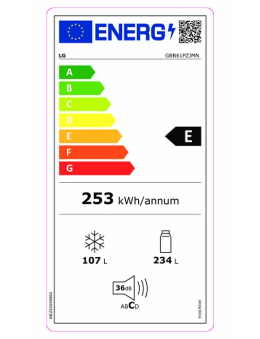 imagem de Frigorífico Combinado LG GBB61PZJMN  Aço inoxidável (186 x 60 cm)4