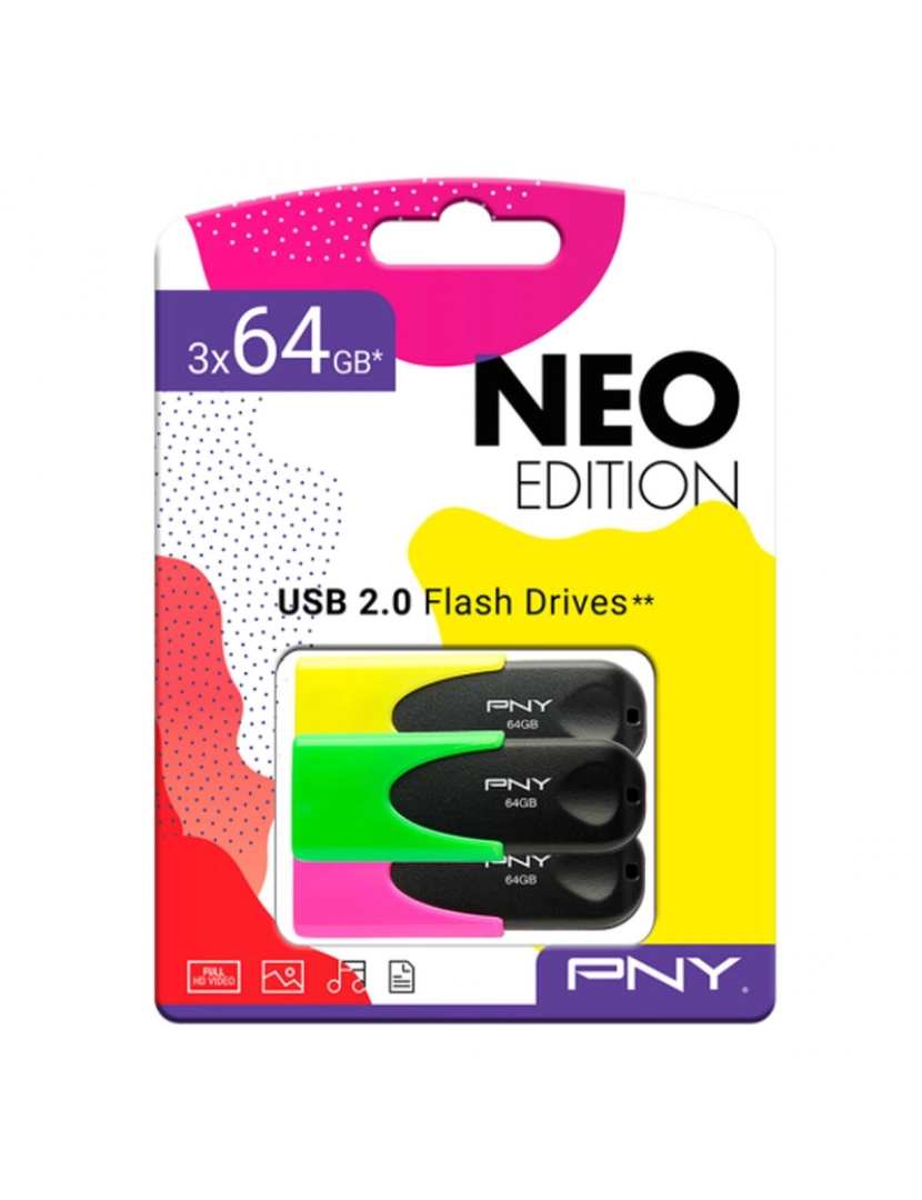 PNY - Memória USB PNY Preto Multicolor 64 GB