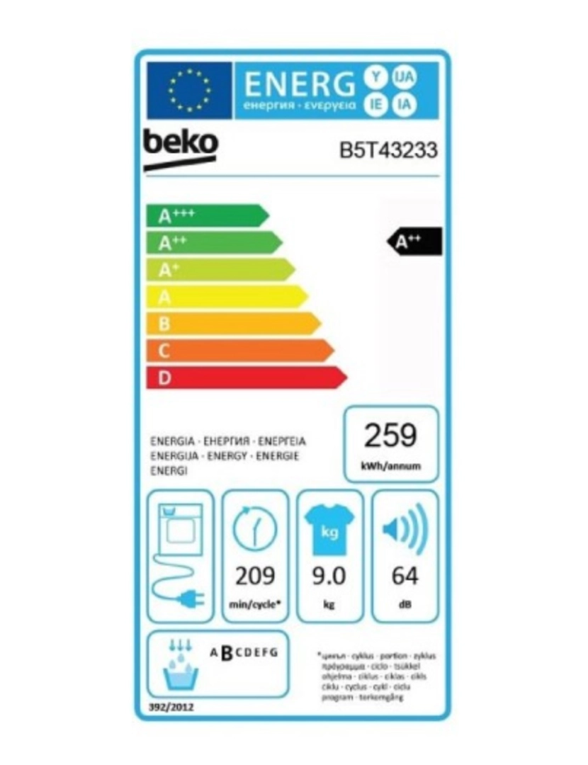 imagem de Secadora de condensação BEKO B5T42243 8 KG Branco2