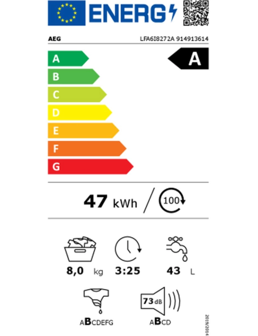 imagem de Máquina de lavar Aeg LFA6I8272A Branco 8 kg 1200 rpm2