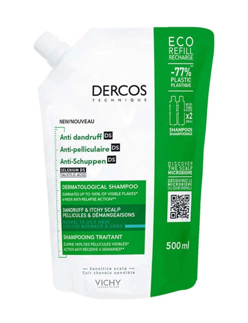 Vichy - Dercos Anti-Dandruff Shampoo For Normal To Oily Hair Ecorefill 500 Ml