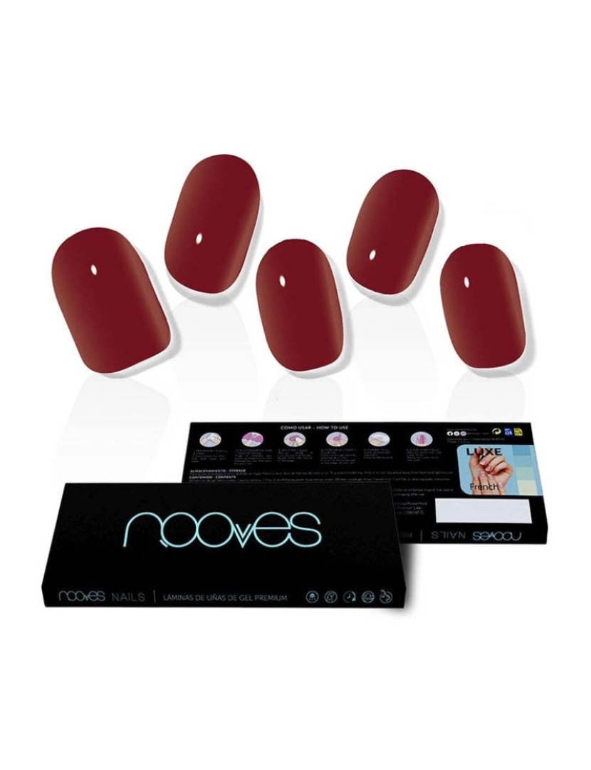 Nooves - Láminas De Unhas De Gel Midnight Rain Premium Luxe Solid #Rojo 20 U