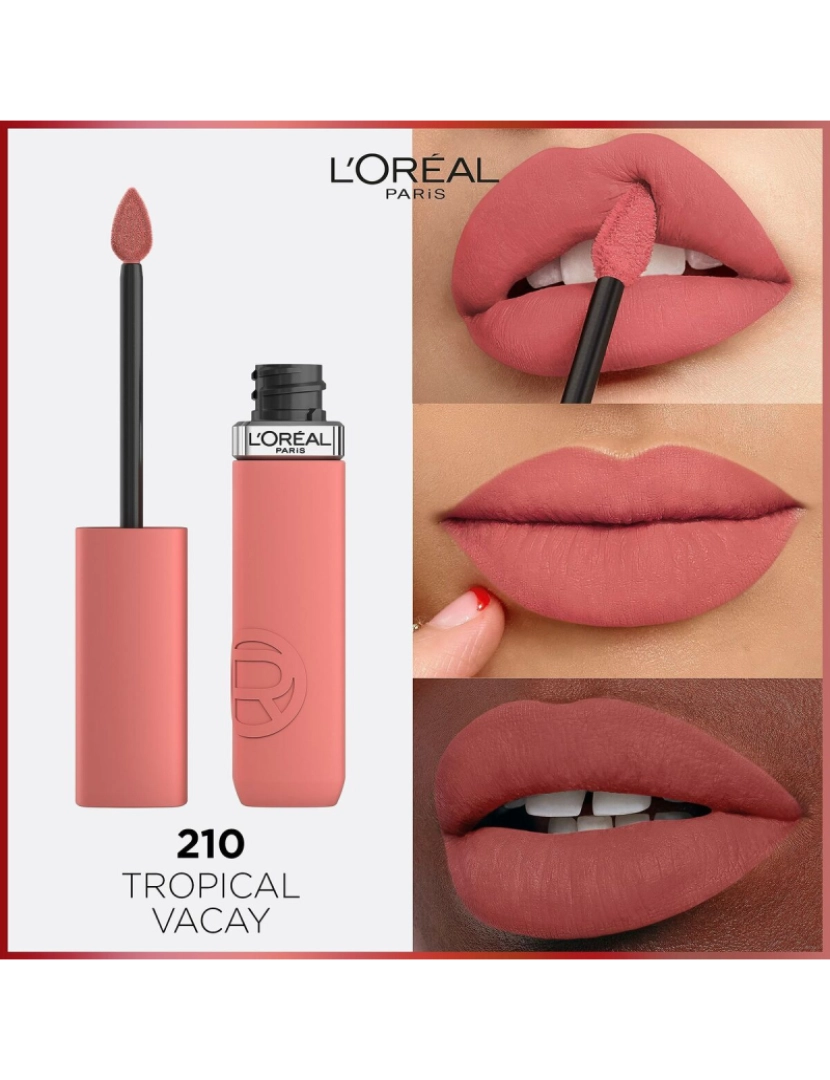 imagem de Batom líquido L'Oreal Make Up Infaillible Matte Resistance Tropical Vacay Nº 210 (1 Unidade)5