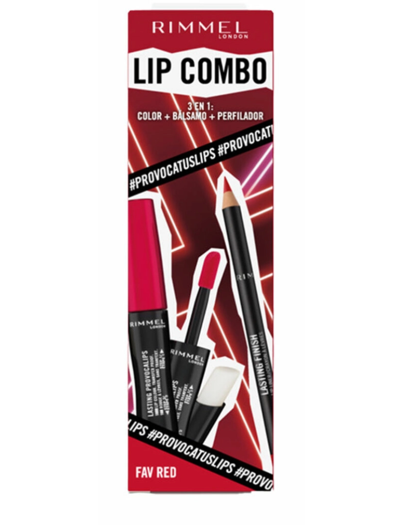 Rimmel London - Conjunto de Maquilhagem Rimmel London Lip Combo 3 Peças Fav Red