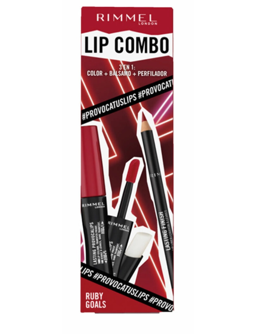 Rimmel London - Conjunto de Maquilhagem Rimmel London Lip Combo 3 Peças Ruby Goals