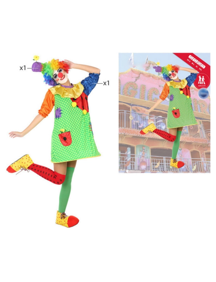 imagem de Fantasia para Adultos Clown Verde Multicolor XL2