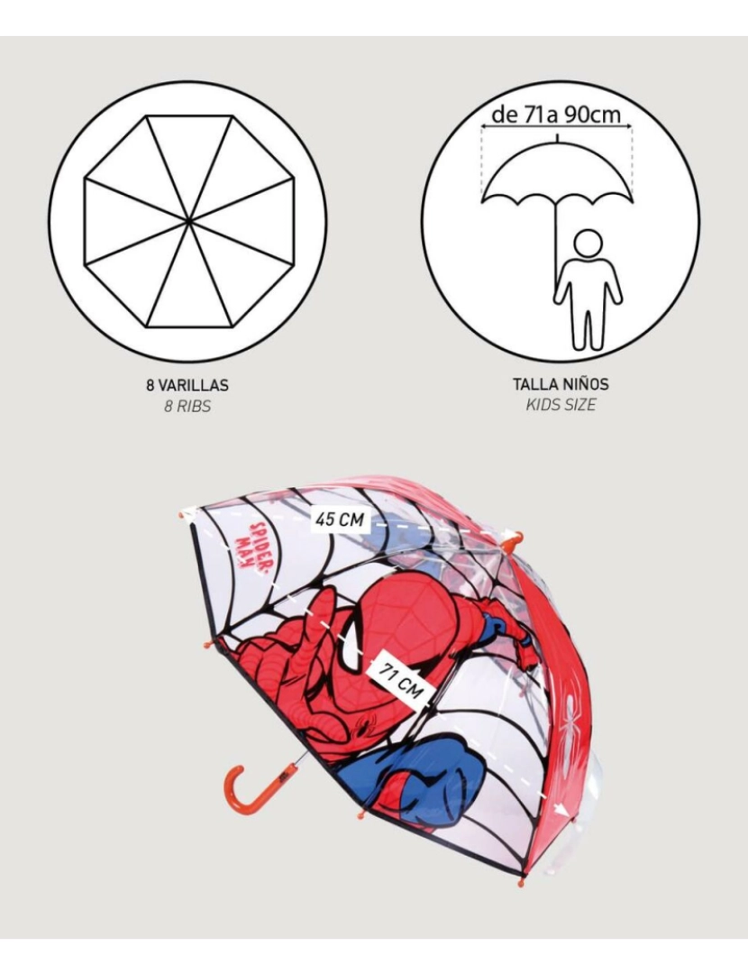 imagem de Guarda-Chuva Spiderman 45 cm Vermelho2