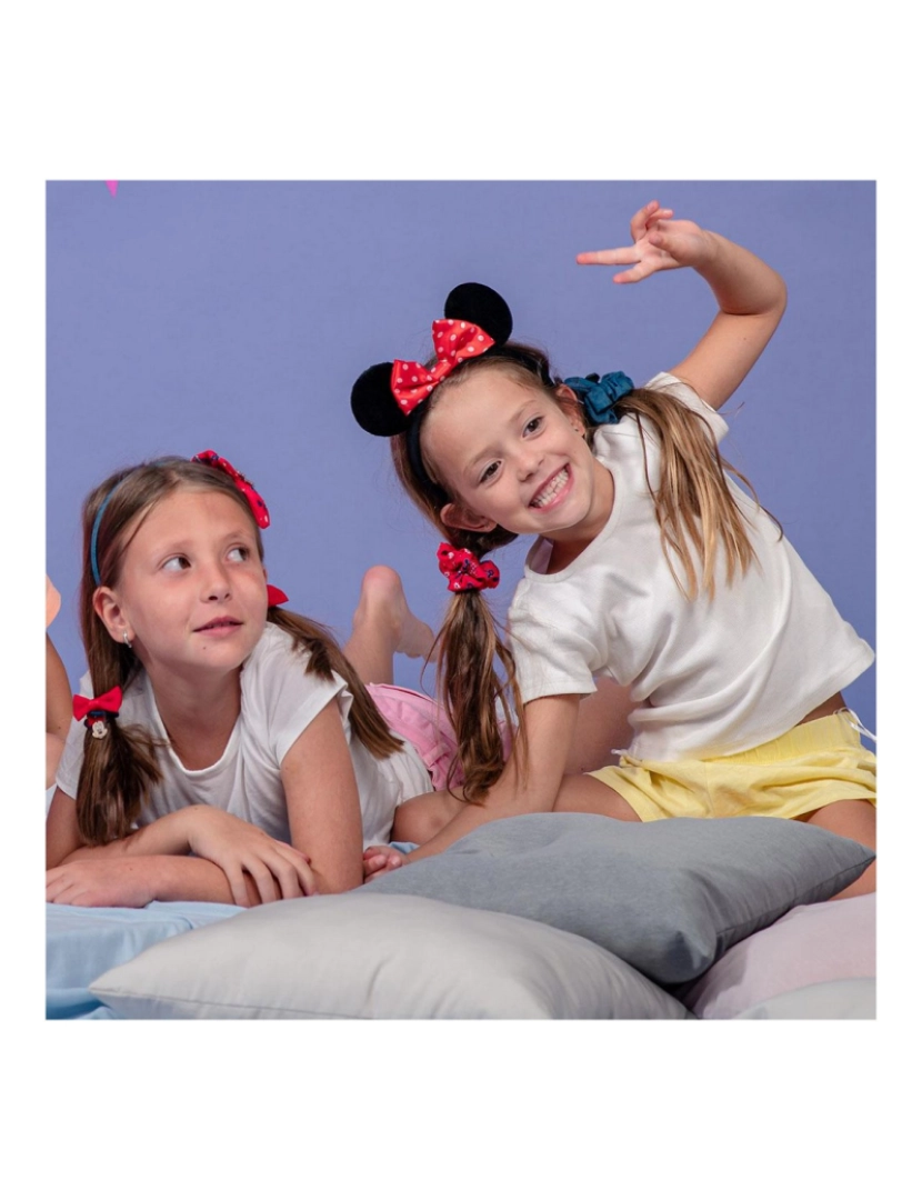 imagem de Elásticos para Cabelo Minnie Mouse Vermelho Azul Laço 2 Unidades3