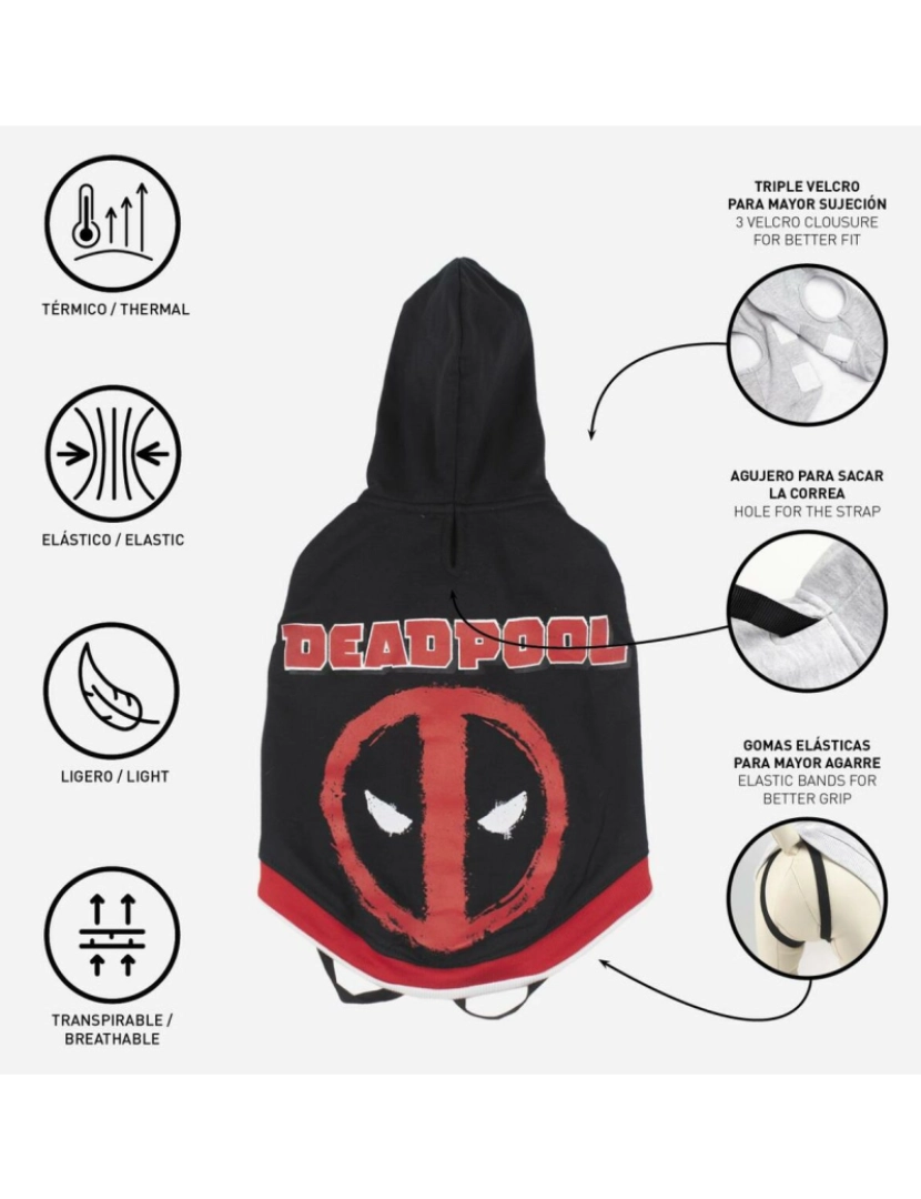 imagem de Camisola para Cães Deadpool S Preto2