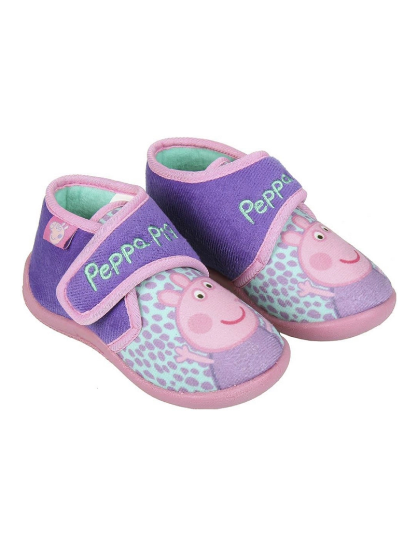 imagem de Pantufas Para Crianças 3D Peppa Pig Roxo Cor de Rosa4