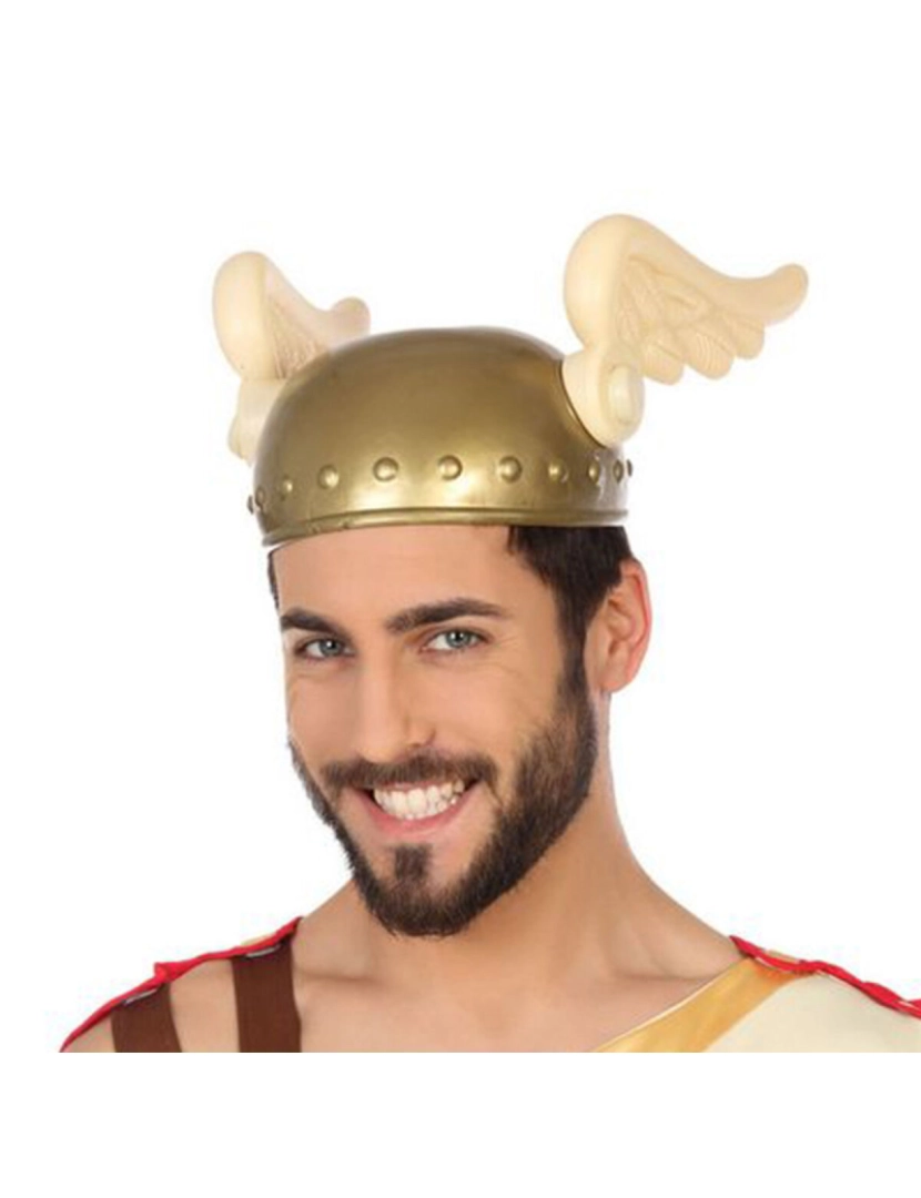 Bigbuy Carnival - Capacete Gaulês Dourado