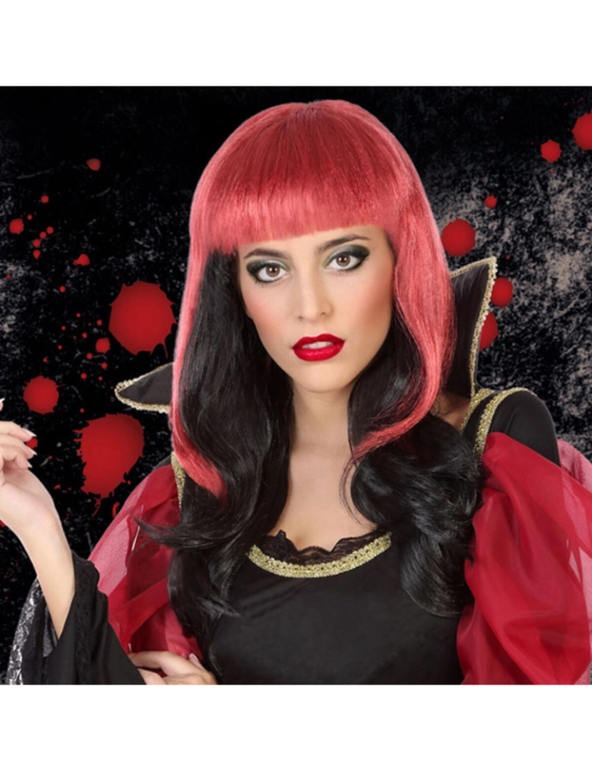 Bigbuy Carnival - Peruca para Halloween Vermelho