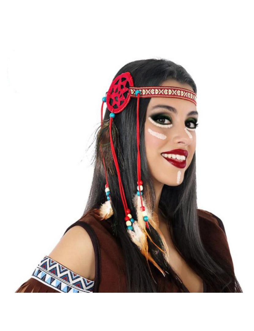 Bigbuy Carnival - Penteado 112283 Vermelho Índio Americano