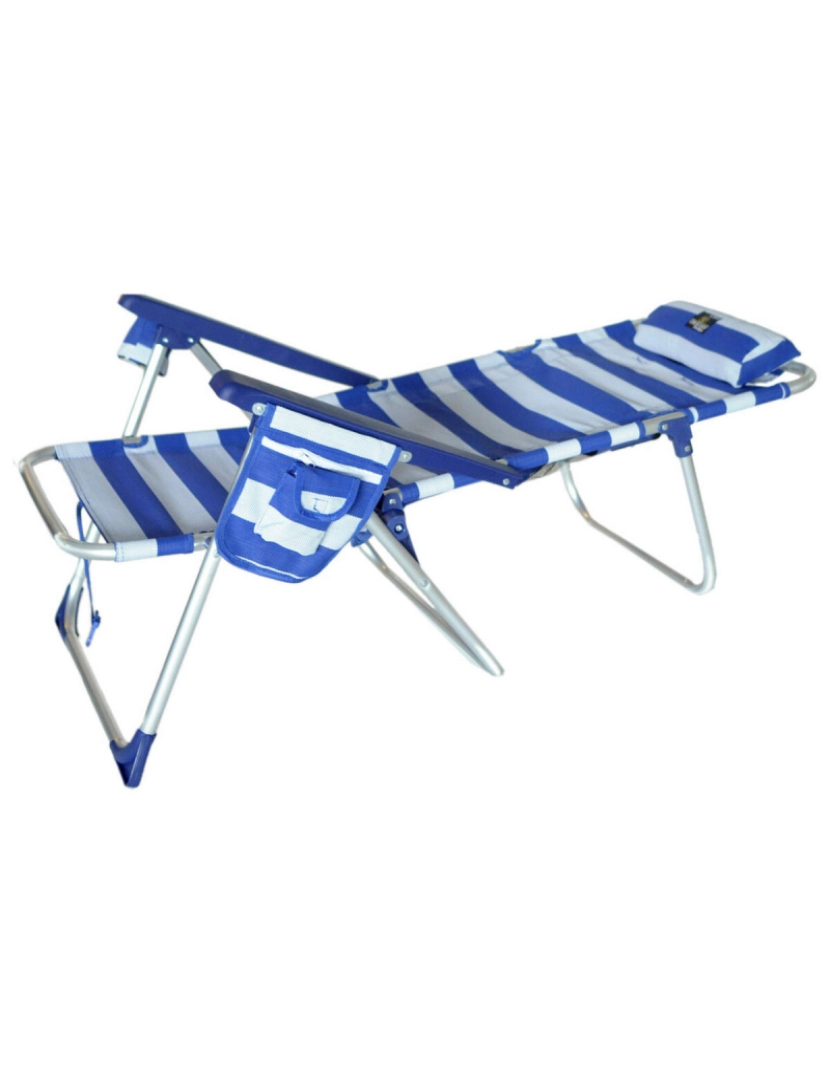 imagem de Cadeira Dobrável com Apoio para a Cabeça Textiline Alumínio 110 cm Marinheiro Azul5