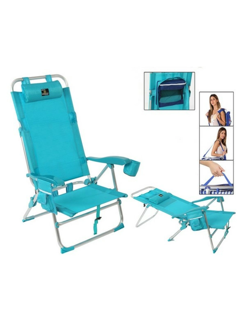 Bigbuy Outdoor - Cadeira de Praia Alumínio Azul (74 x 61 x 31 cm)