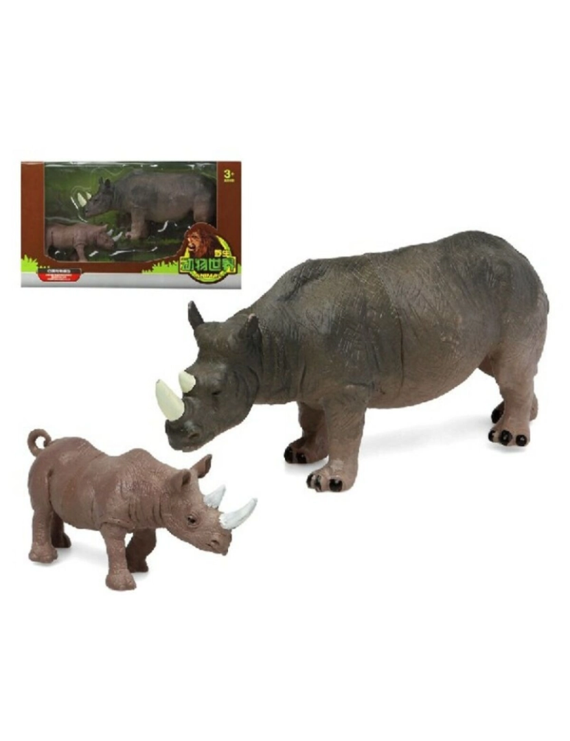 Bigbuy Fun - Conjunto Animais Selvagens Rinoceronte (2 pcs)