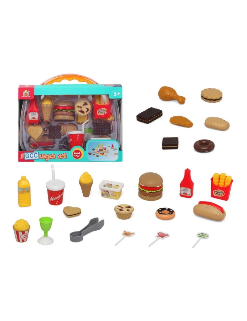 Bigbuy Fun - Conjunto de brinquedos Burger Set (28 x 20 cm)