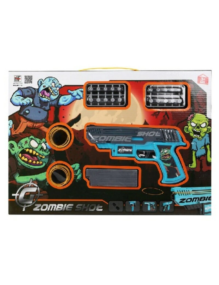 Bigbuy Fun - Playset Zombie Shot Pistola de Dardos Azul (43 x 30 cm)