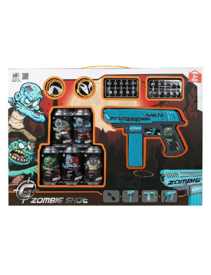 Bigbuy Fun - Playset Zombie Shot Pistola de Dardos Azul (50 x 35 cm)