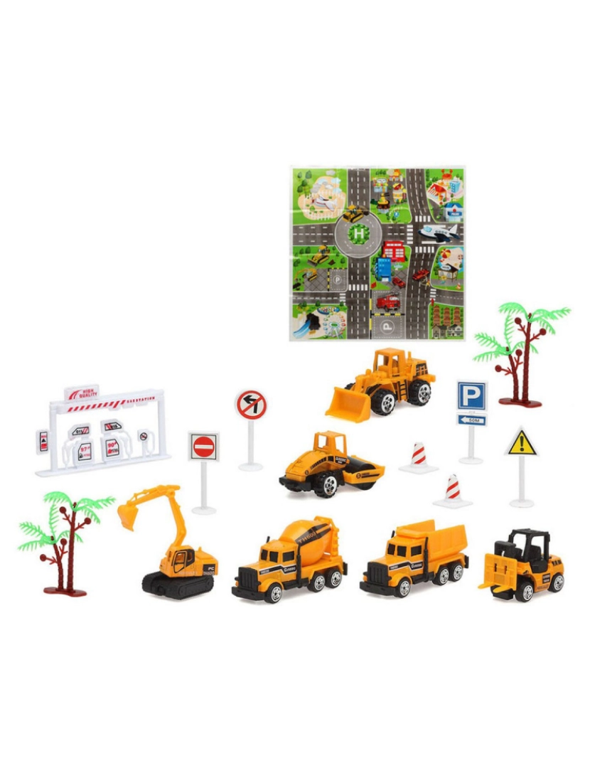 Bigbuy Fun - Set Veículos de Obras Públicas Amarelo 22 x 22 cm