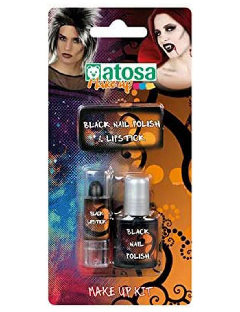 imagem de Conjunto de Maquilhagem verniz de unhas Batom Preto1