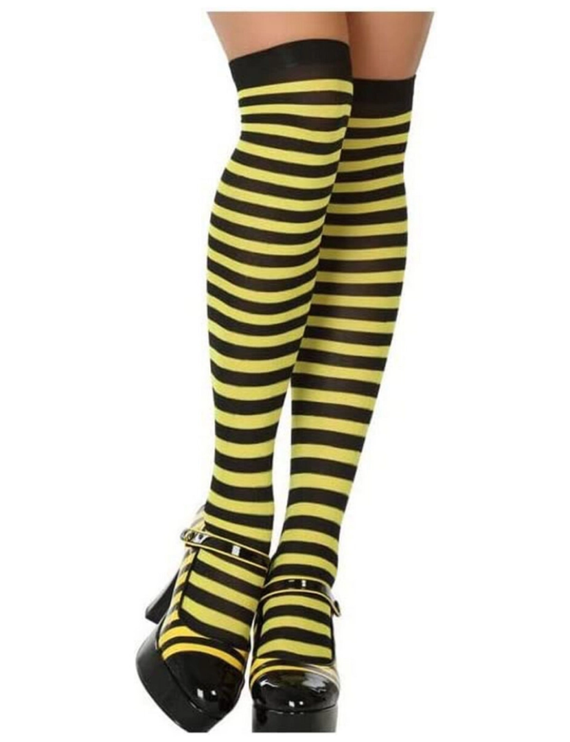 Bigbuy Carnival - Meias de Disfarce Stripes Tamanho único Amarelo animais