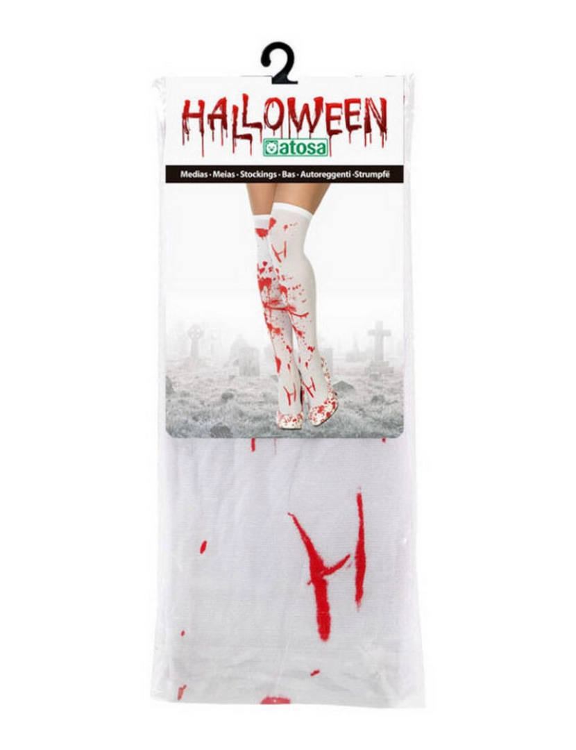 imagem de Meias de Disfarce Sangue Tamanho único Branco Halloween2