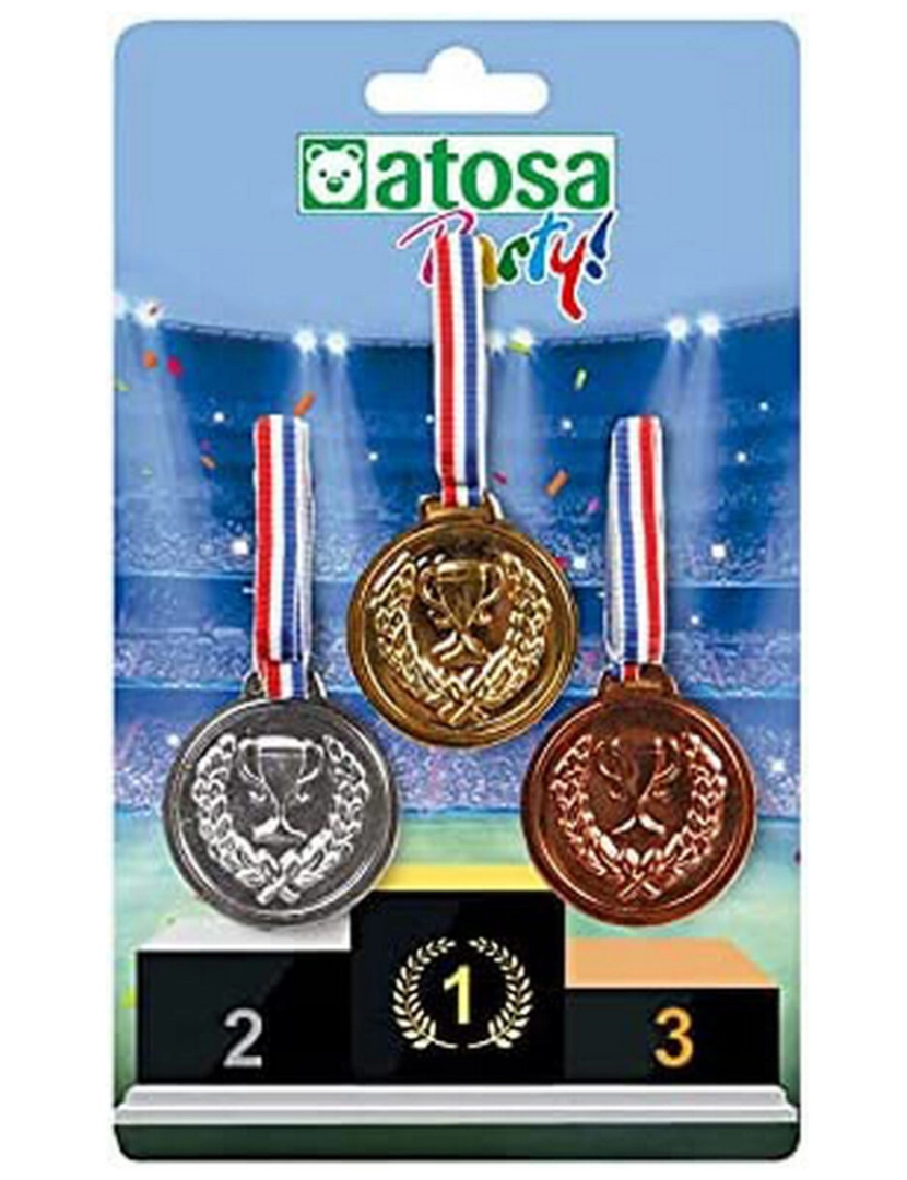 imagem de Medalha Metálica com Fita de Poliéster Multicolor1