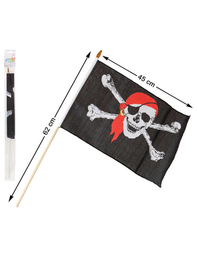 Bigbuy Carnival - Bandeira Caveira 30 x 45 cm Pirata Preto