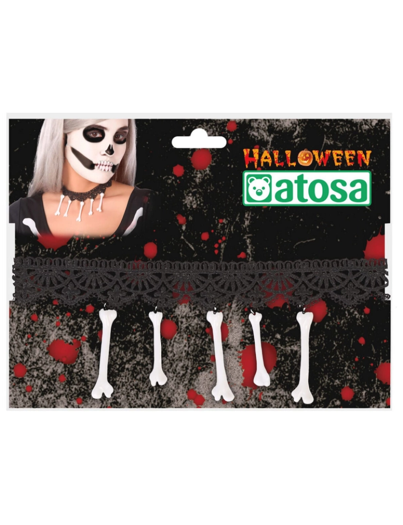 imagem de Colar Branco Halloween Ossos2