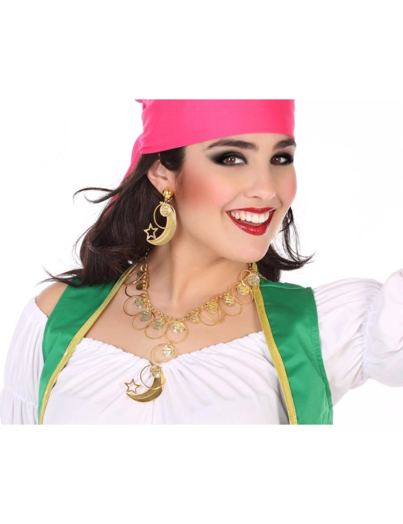 Bigbuy Carnival - Conjunto Colar e Brincos Acessório para Fantasia Dourado Árabe