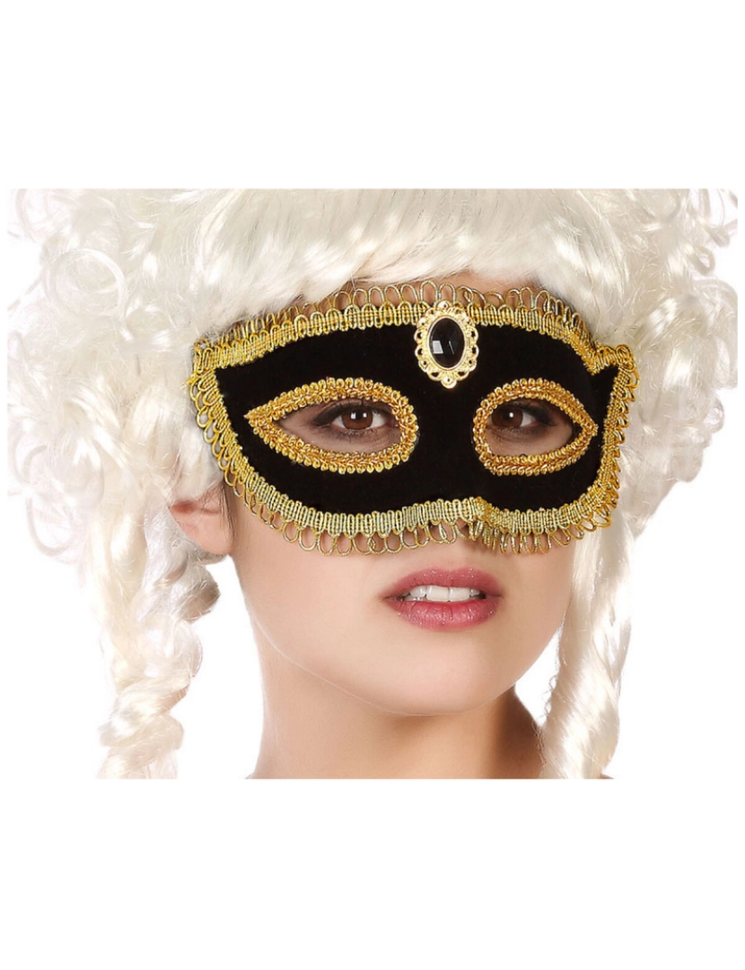 Bigbuy Carnival - Mascarilha Preto Dourado Veneziano