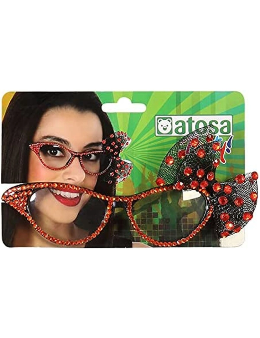 Bigbuy Carnival - Óculos Laço Brilhantes Vermelho