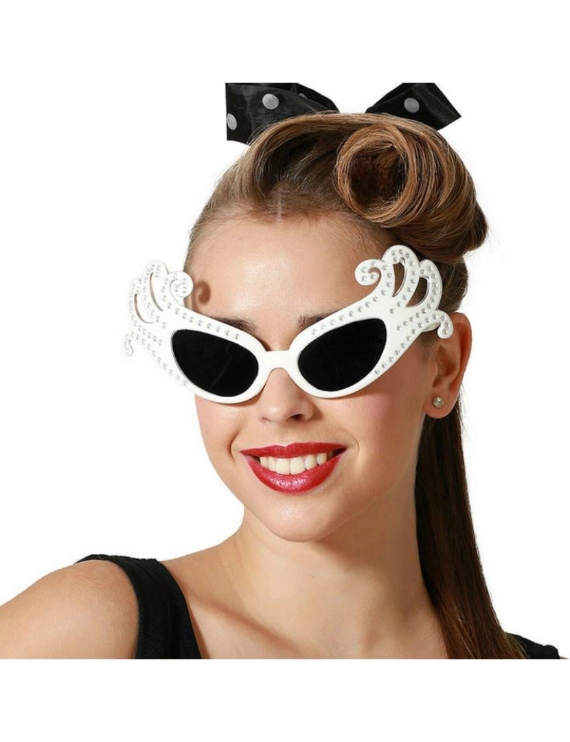 Bigbuy Carnival - Óculos Branco Preto Brilhantes