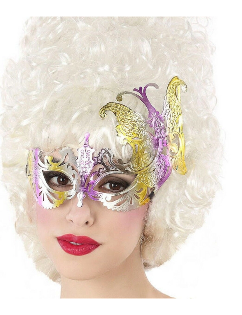 Bigbuy Carnival - Mascarilha Multicolor Roxo