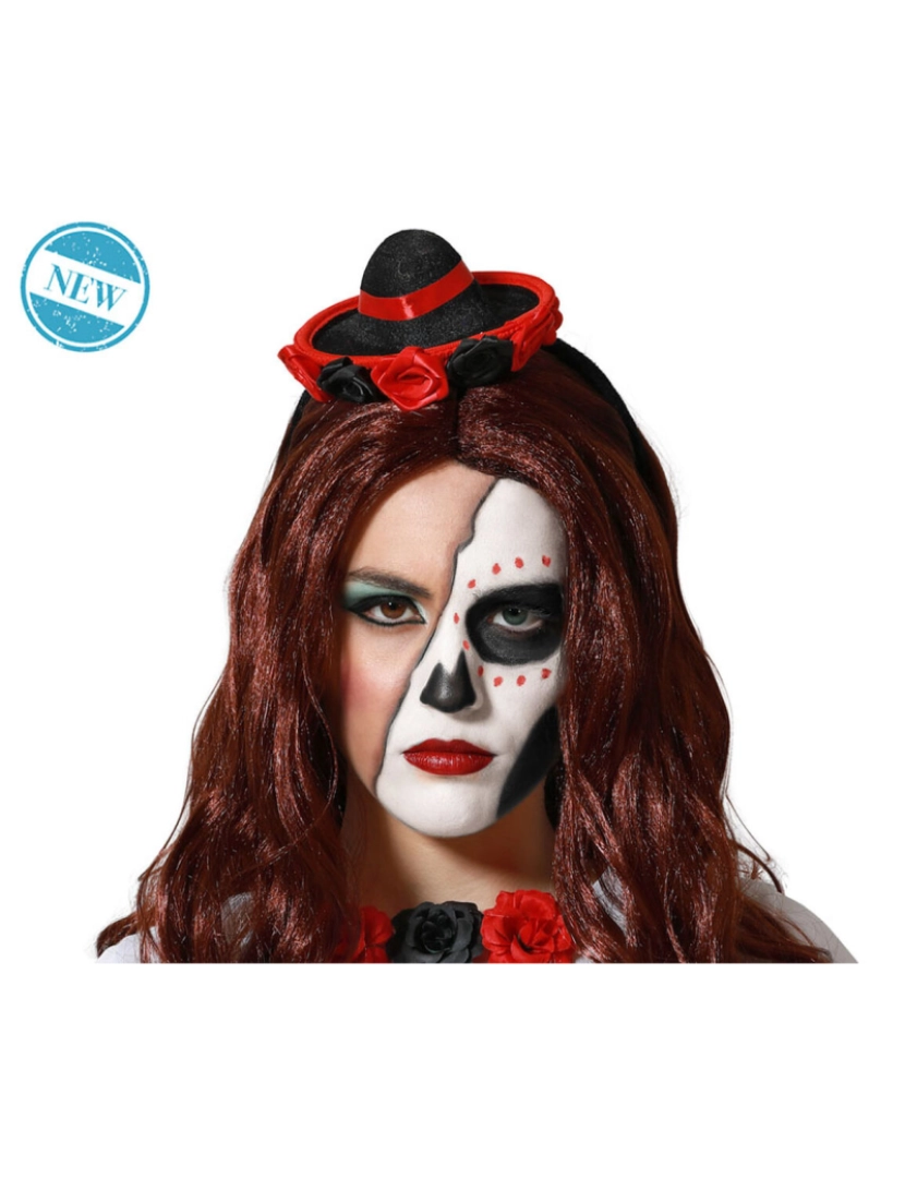 Bigbuy Carnival - Diadema Vermelho/Preto Chapéu Mini Halloween