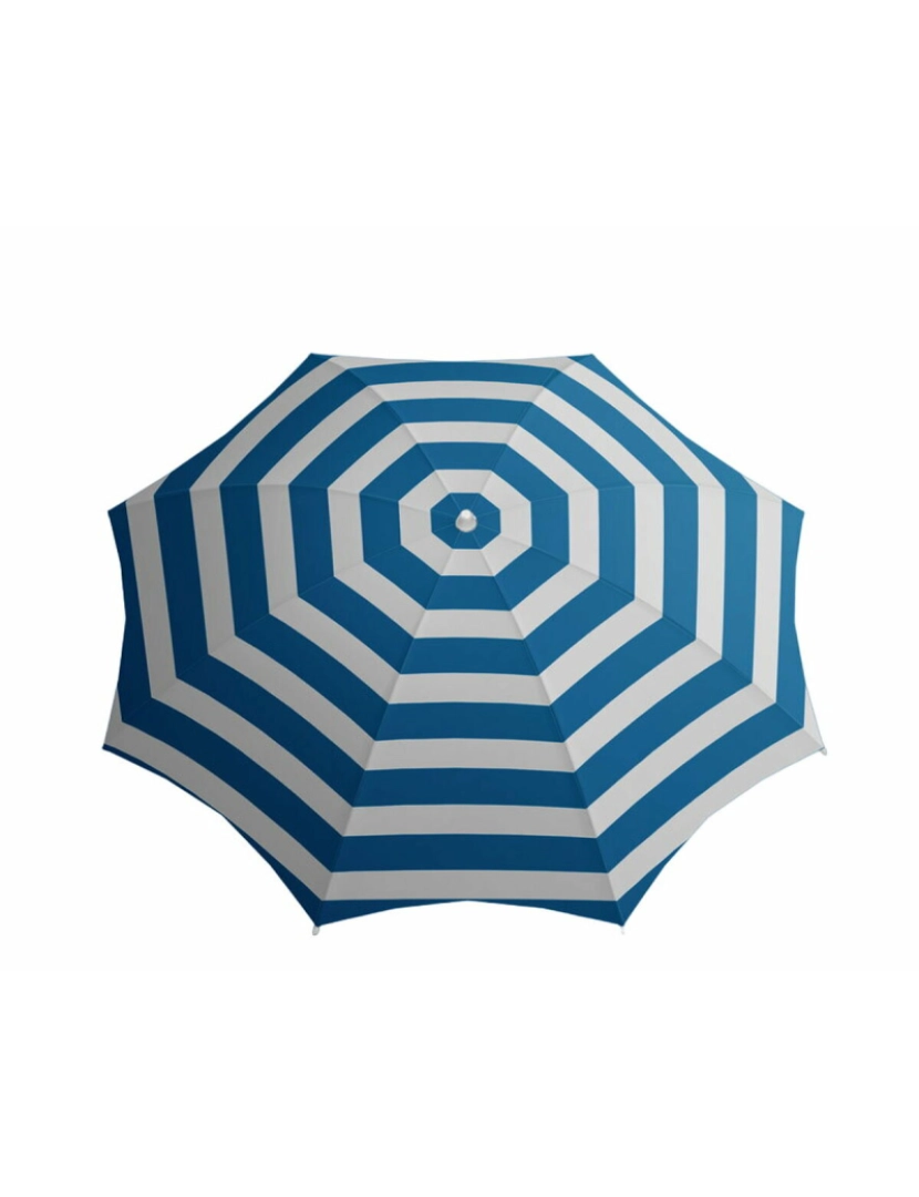 Bigbuy Garden - Parasol Riscas Branco/Azul Ø 180 cm