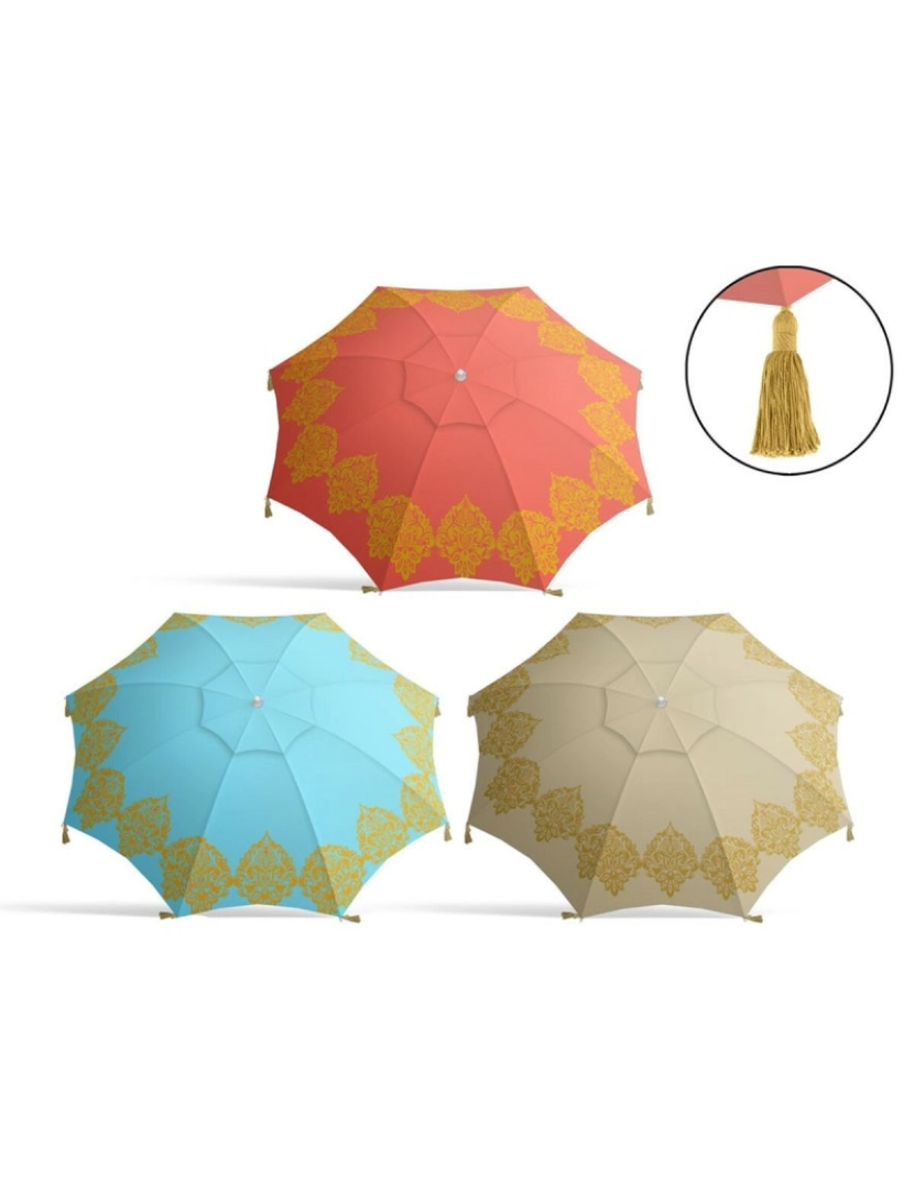 Bigbuy Garden - Parasol Franjas Ø 240 cm Tecido Oxford