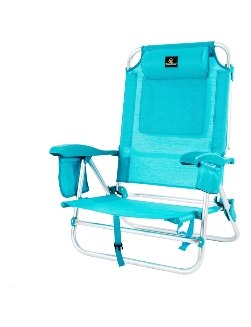 Bigbuy Outdoor - Cadeira Dobrável com Geleira Textiline Coral 55 x 24 x 63 cm Turquesa