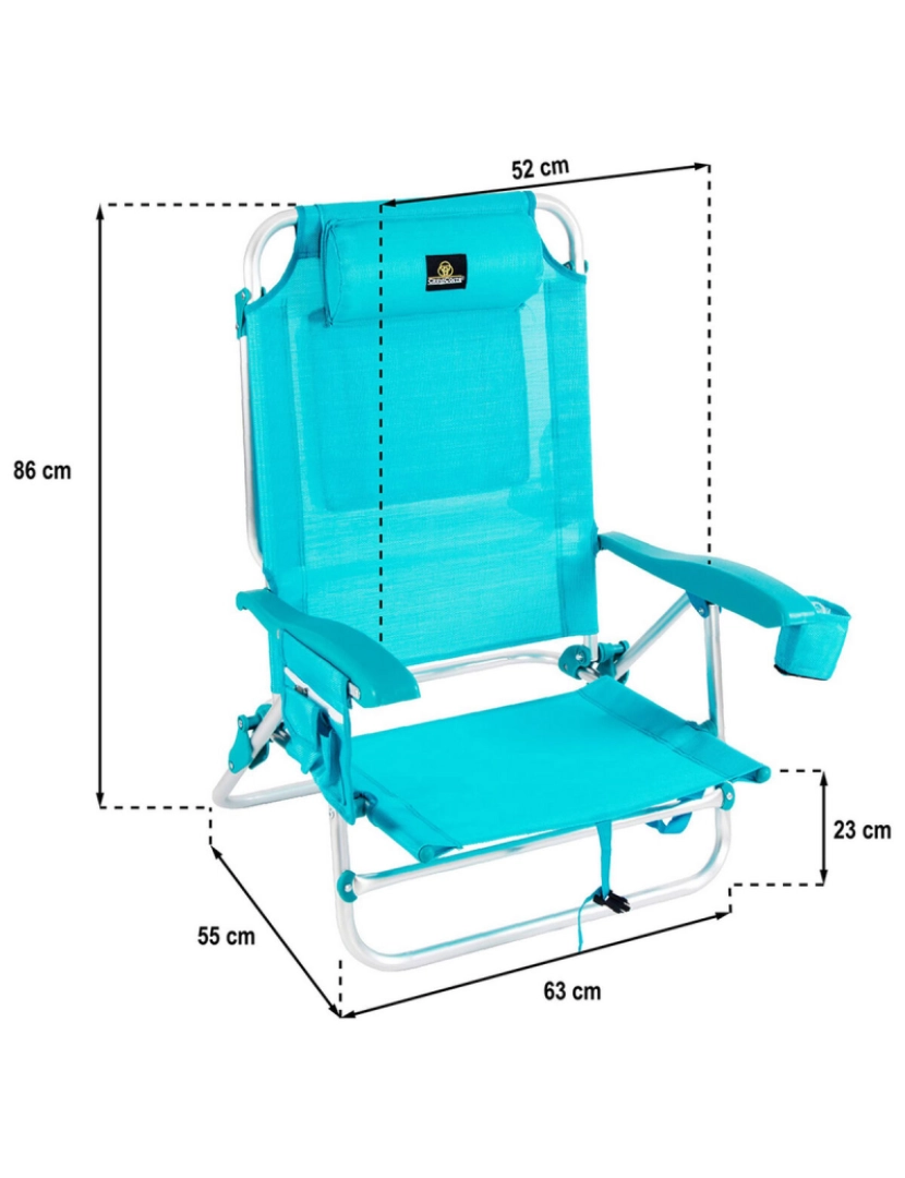 imagem de Cadeira Dobrável com Geleira Textiline Coral 55 x 24 x 63 cm Turquesa3